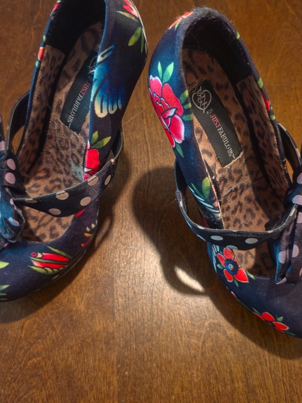 Iron Fist Floral Mary Jane Heels Mixed Prints Bow Strap Rare & Collectible Size